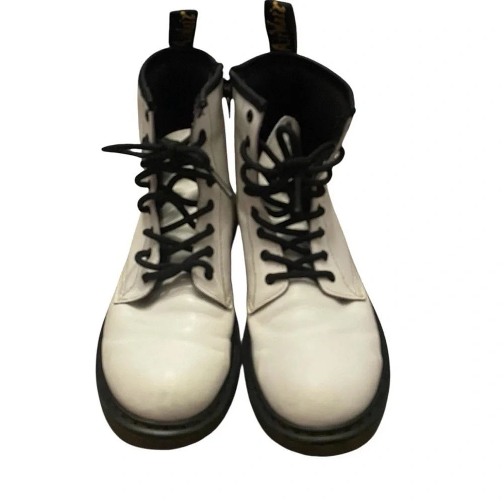 Dr. Doc Martens Zavala Boots Youth 4 White Side Zip Combat Lace Up Boots